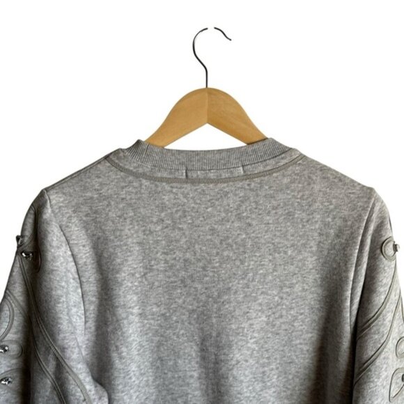 Anthro Belle Vere Rhinestone Sleeve Sweatshirt XS Gray - Picture 5 of 8